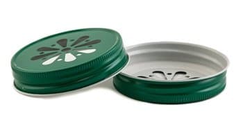 6 Green Mason Jar Daisy Lids