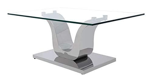 Alexandria Silver Glass Coffee Table | Luxury Glass Occasional Table | Rectangular Modern Silver Coffee Table for Living Room 110 x 70 cm | Alexandria by Oak Furniture King