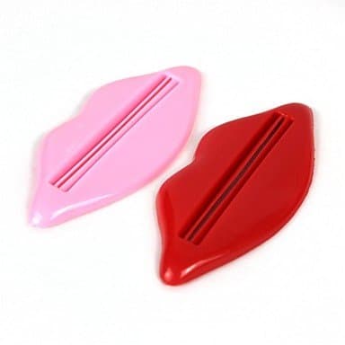 Lip Style Toothpaste Tube Squeezer Extrusion Device - Red + Pink (2-Piece Pack)