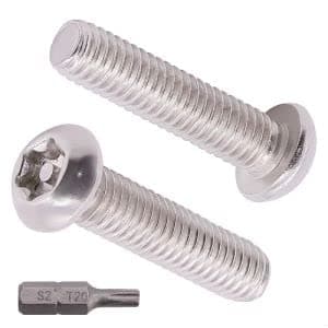 M6-1.0 x 10mm (40 pcs) Button Head Torx Security Machine Screws Bolts, one Bit Included, 304 Stainless Steel 18/8, Tamper Resistant Screws, Full Thread, ISO7380(Torx)