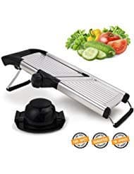 Mandoline slicer with built-in attachments for easy storage, simple-to-use Vegetable slicer with non-slip rubber stands.