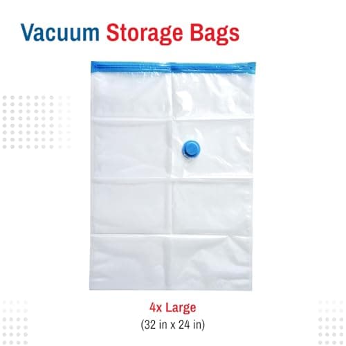Spacesaver 4 Pack Large Vacuum Storage Bags for Comforters, Blankets & Clothes – Vacuum Sealed Compression Bags with Hand Pump – Space Saver Storage Bags for Bedding, Moving, Travel & Organization