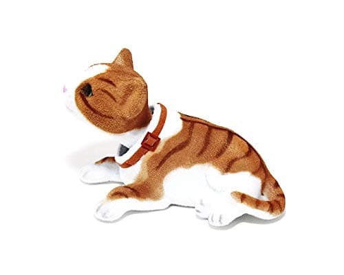 Giddy Bobblehead Tabby Cat with Auto Dashboard Adhesive (Brown)