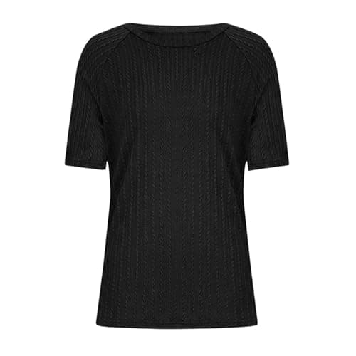 Women Summer Tops y2k Casual Solid Round Neck Pullover Loose Fashion Short Sleeve Elegant Dressy Business Tunic Blouse Print