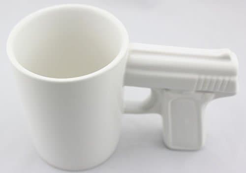 WHITE&WHITE Pistol Grip Cups Gun Handle Cup Ceramic Mug