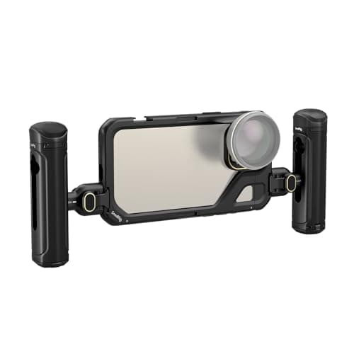 Dual Handheld Phone Cage Kit for iPhone 15 Pro Max, Mobile Video Rig Cage Kit with Wireless Quick Release Dual Handles for Video Recording/YouTube/Live Streaming/Vlog - 4392