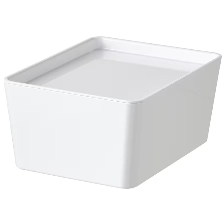 Kuggis Small Box with Plastic Lid 13 x 18 x 8 cm White