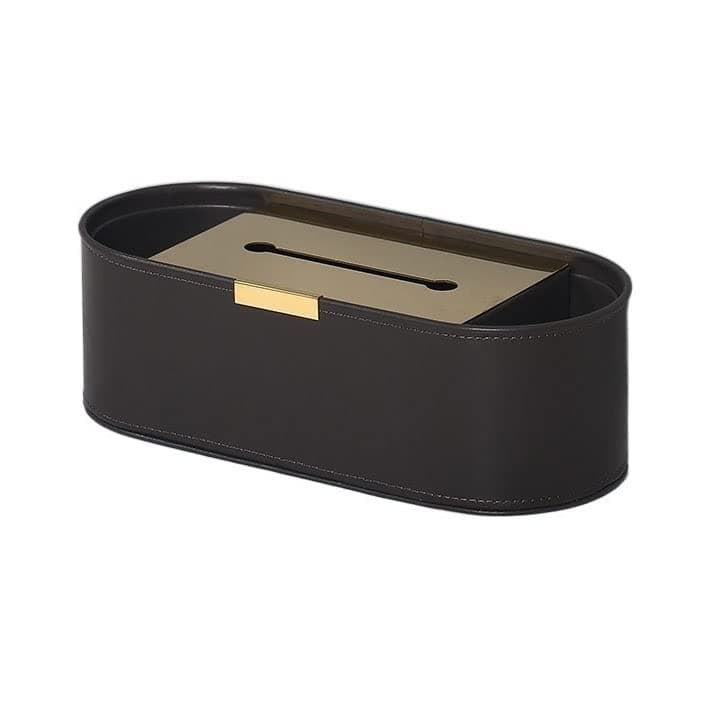 Tissue Box Cover Home High-grade Leather Tissue Box Multi-function Remote Control Storage Box Integrated Simple Modern Paper Box Rack Tissue Box Holder (Color : أسود)