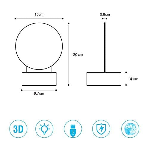 Novelty Night Light,MUEQU 3D Optical Illusion lamp 3D Table Lamp LED Creative Lamp Acrylic Panel & Wooden Base Decoration Light for Xmas Birthday Gifts with USB Charging (Moon)