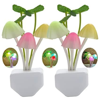 Moonlight Store 3D Mushroom Lamp Magic LED Night Lamp with Plug Smart Sensor auto On/Off Color Changing,Multi Color Led Sensor Flower Night Lamp for Bedroom (Night Lamp) Pack of 2
