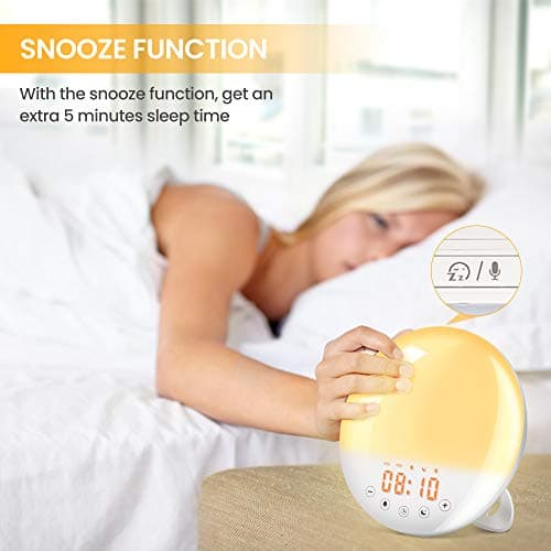 Wake Up Light, SOLMORE Alarm Clock Sunrise/Sunset Simulation Table Bedside Night Light with 7 Light Colors /30 Brightness Levels/FM Radio/Touch Control, Ideal Christmas Gift for kids, Friend or Family