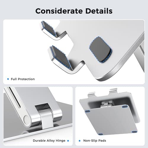 AboveTEK Laptop Stand, Adjustable Computer Riser for Desk, Compatible with Mac MacBook Pro Air Notebook, Up to 17 inches, Supports Up to 19.96 KG -Silver-Gift for Family/Friends/Women/Men