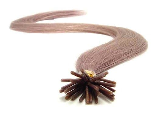100 Strands Micro Ring Links Locks Beads Straight Keratin Stick I Tip Human Hair Extensions Color Pale Lavender/Lilac