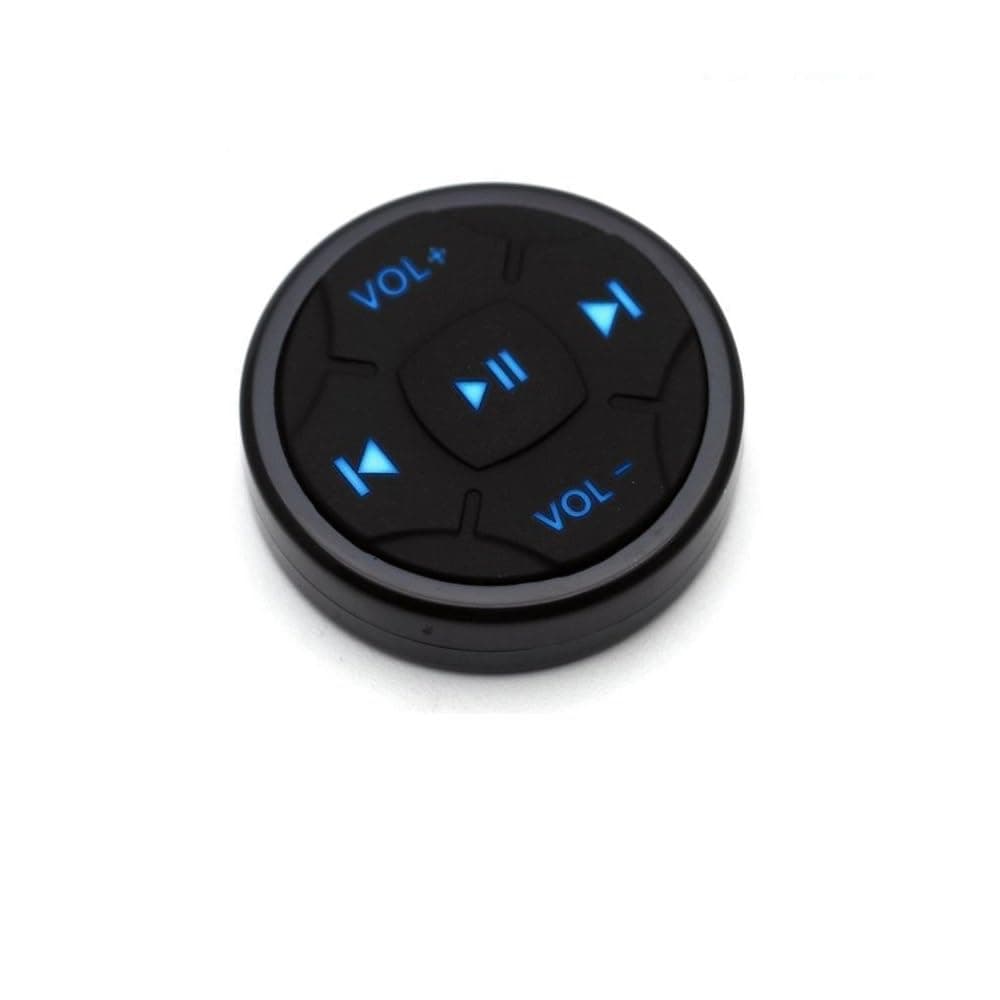 YuYue Electronic Wireless Bluetooth Media Button Remote Selfie Music Control Start Siri for iPhone Apply to Car Motorcycle Steering Wheel with Blue Button Light,Come with Mount