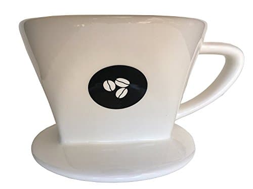 Earthology Ceramic Pour Over Coffee Dripper (White) 2-4 Cups (Size 02 Filter)
