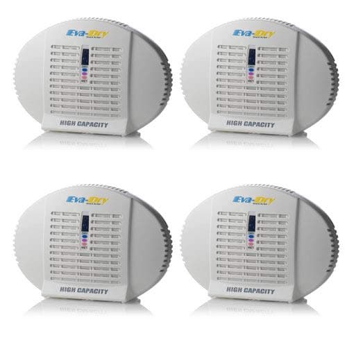 Eva-dry E-500 High Capacity Renewable Wireless Mini Dehumidifier - 4 Pack - Fight dampness in boats, safes, RVs and BIG close