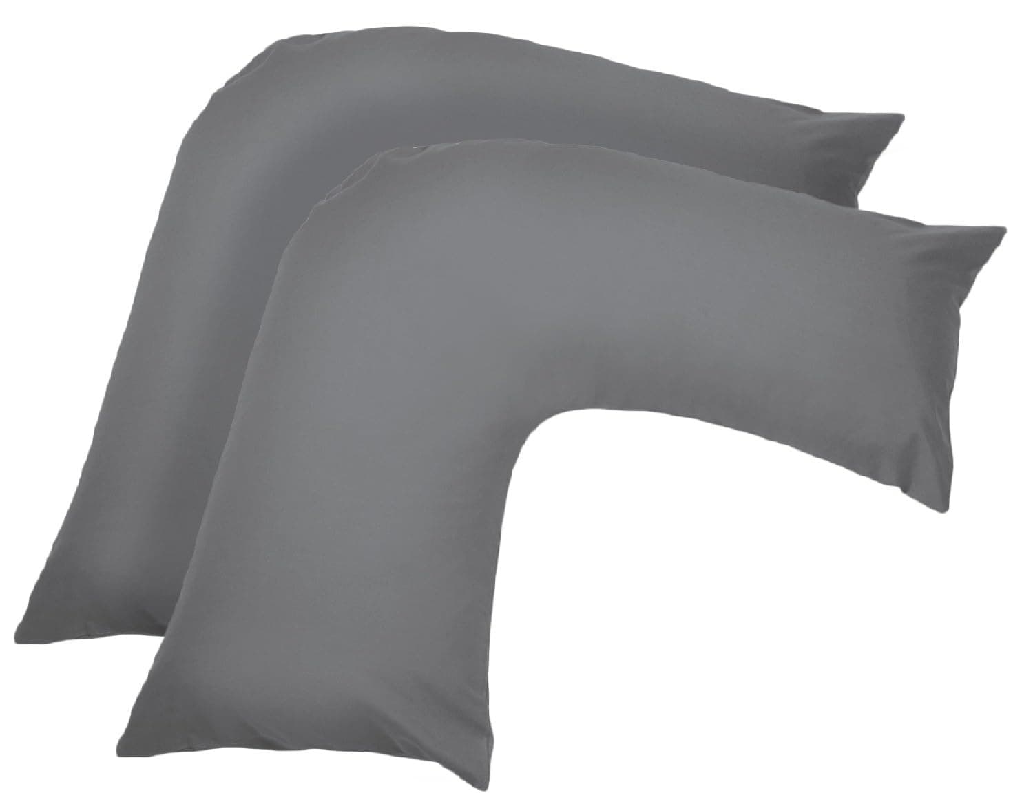 Ghazlan V Shaped Pillow Case Cover - 2 Pack Poly-Cotton Orthopedic Pillowcase To Fit V shape pillows For Back, Neck & Leg Support in Pregnancy, Maternity & Orthopaedic - Body Support Pillow (Grey)