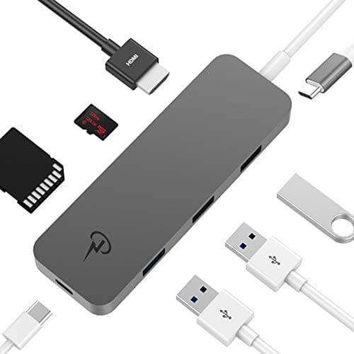 USB C Hub for MacBook Pro M1 Pro, Max, iPad Pro, iPad Air 4, iPad Mini 6, MacBook Air, USB C Power, HDMI 4K, 3 USB 3.0, microSD, SD Card.