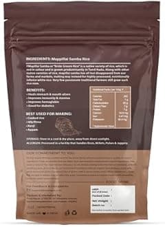 Food Mynk Mappillai Samba Rice (3Kg) | Organic Red rice | Mapla Samba Rice | Hand Pounded Rice | Bridegroom Rice | Red Chawal (3Kg)