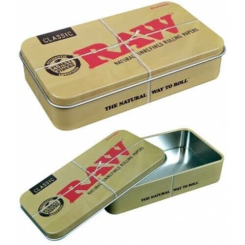 1 x Raw Classic Rolling Metal Storage Fresh Tin Box Hand Rolling Caddy For Cones (11.5 x 6.5 x 2.5cm)
