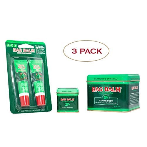 Vermont's Original Bag Balm 3 Pack Bundle for Dry, Cracked Skin, Hands, Lips, 8 Ounce Tin, 1 Ounce Tin, 2 Pack Lip Balm On-The-Go Tubes