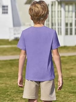 Haloumoning Boys Short Sleeve Shirts Kids Summer Crewneck T-Shirts Casual Tops Tees 5-14 Years