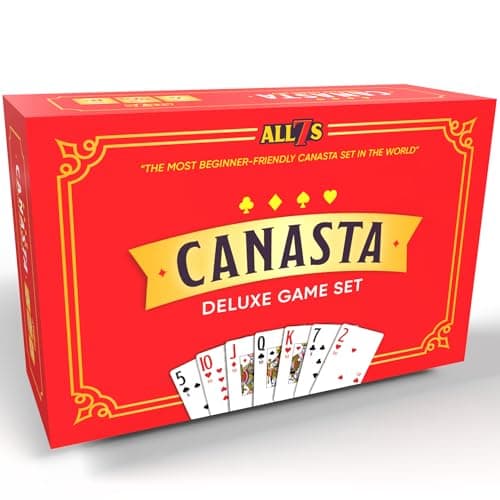 All7s Bundle - Canasta Bicycle Playing Cards Game Set That Includes 2 Deck of Canasta Cards with Point Values, a Revolving Tray Holder, and 50 Sheet Score Pad.
