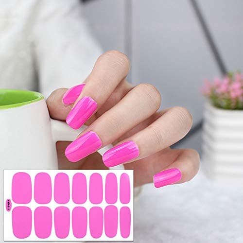 SILPECWEE 6 Sheets Adhesive Nail Polish Wraps Strips and 1Pc Nail File Solid Color Nail Art Decals Stickers Manicure Accessories