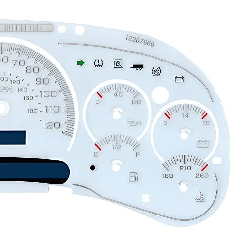 White Gauge Face Overlay LED Version Trans Temp Compatible with 03-05 GM Silverado Sierra Yukon