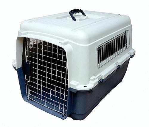 IATA Approved Plastic Flight Cage for Pets, Dog Flight Cage - Grey & White (32 inch Flight cage)