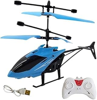 RC Helicopter with Hand Gravity Sensor, Flying Remote Control Helicopter Toy, Charging Helicopter with 3D Light & Safety Sensor for Kids Age 4+ Years I Pack of 1 - Blue Colour