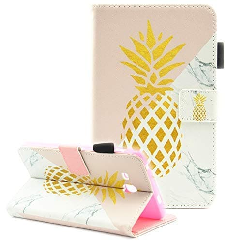 Samsung Galaxy Tab A 7.0 Case, SM-T280 Case, Galaxy Tab A 7.0" 2016 Case, Fvimi Folio PU Leather Wallet Stand Cover for Samsung Galaxy Tab A 7.0 Inch Tablet 2016 Release, Gold Pineapple