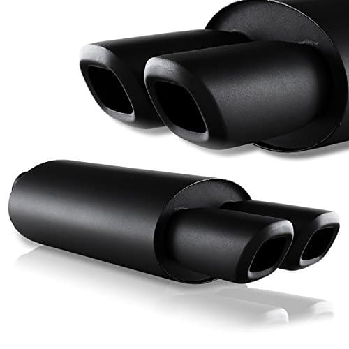 Universal 3" Remis Style High Performance Dual Square Tip Black T304 Stainless Steel Exhaust Muffler With 2.5" Inlet