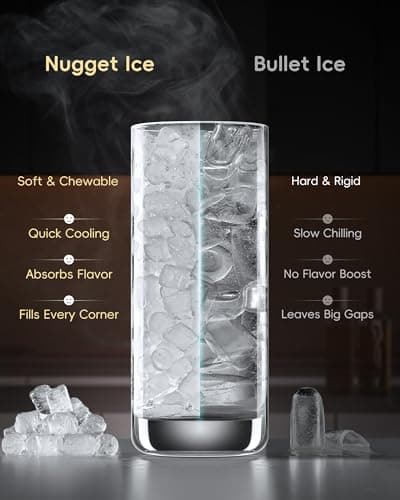 ecozy Nugget Ice Maker Countertop, Intuitive EcoScreen, 40lbs/24H Chewable Pebble Ice, 3lb Pull-Out Basket, Self-Cleaning, One-Touch Timer – Perfect for Home, Drinks & Cocktails