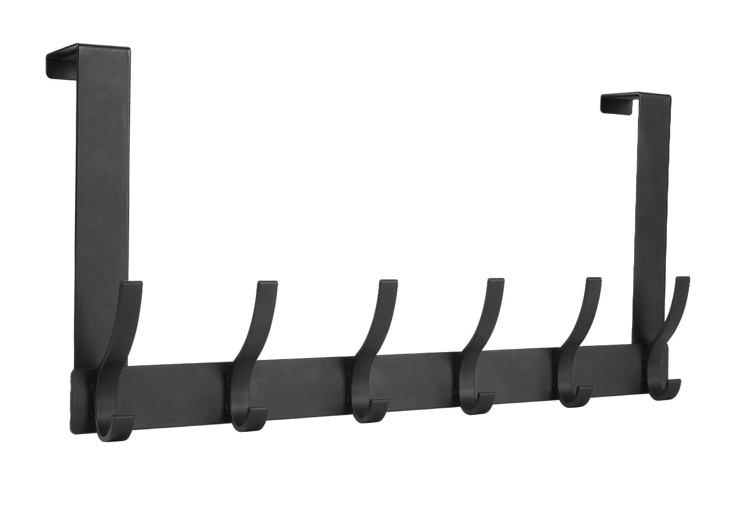 Optish Over The Door Hooks, Door Hanger Hooks for Hanging, Over The Doors Towel Racks for Bathroom with 12 Coat Hook, Coat Rack Dorm Essentials Bathroom Accessories（1 Pack, Black）