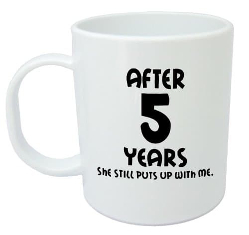 After 5 Years She Still Puts Up with Me - 5th Wedding Anniversary Mug