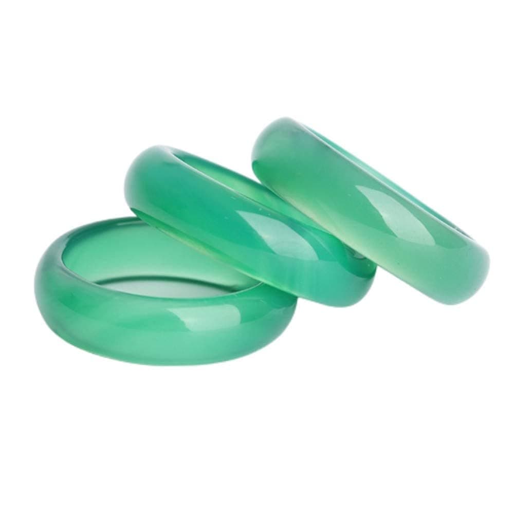 3pcs Natural Agate Green Jade Gemstone Band Ring