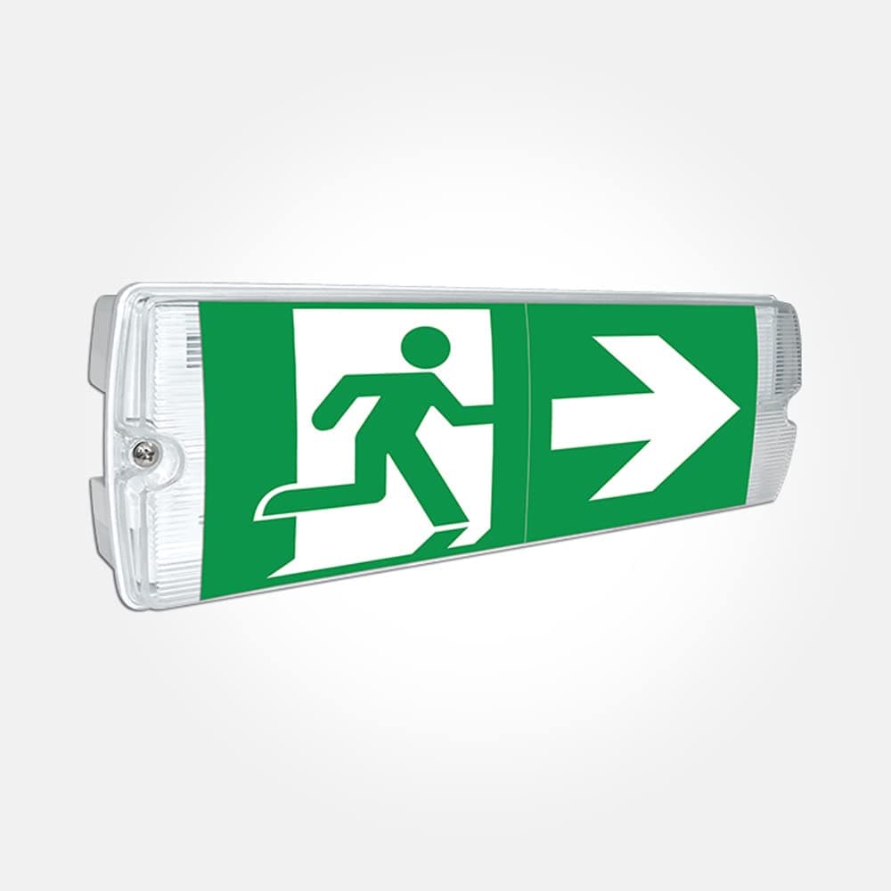 Emergency Bulkhead Light 5W Maintained & Non-Maintained IP65 Ceiling & Wall Fire Safety Light Fitting Exit Legend Included (Energy Class A++)