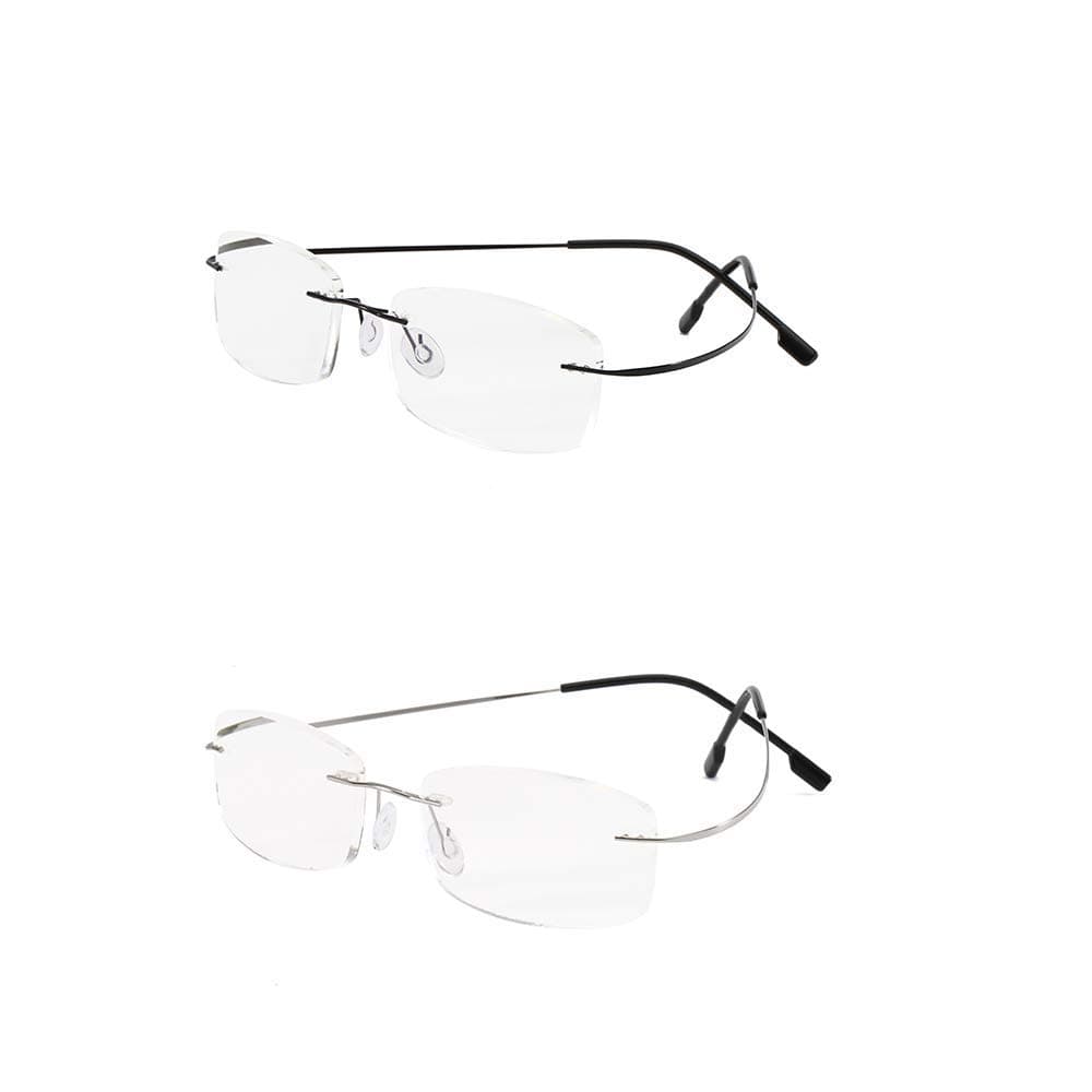 KoKoBin 2 Pack Rimless Reading Glasses Super Light Titanium Eyewear Men Women Sun Readers Reading Glasses +1.0