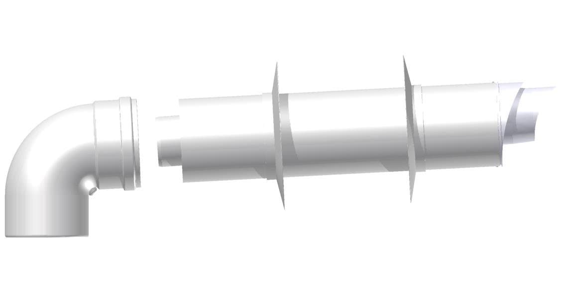 ARGO - BAXI - ROCA - VIESSMANN - CONCENTRIC COMPLETE KIT Ø60/100mm (Ø2,36/3,93in) compatible for condensing boilers, with 87° bend and extension with terminal and accessories, for air inlet and flue outlet