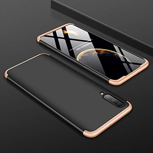 Samsung Galaxy A70 Case, ZCHENG Ultra-Thin PC Hard Shell Back Cover, [Three in One] Full Body Shockproof Non-Slip Cases Cover, Suitable for Samsung Galaxy A70 (Black+Gold)