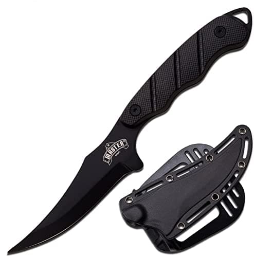 Master USA Tactical Black Clip Point Fixed Belt Boot Knife + Sheath New! MU-1148
