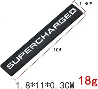 2pcs Metal Supercharged Emblem Car Logo Premium Auto Badge Rear Trunk Sticker Side Fender Decal (Black&White)