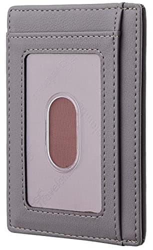 Travelambo Front Pocket Minimalist Leather Slim Wallet RFID Blocking Medium Size