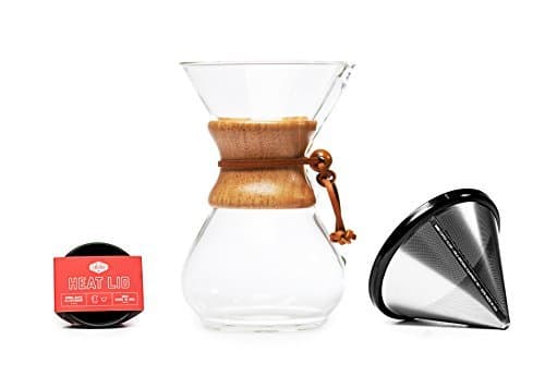 Chemex 6-cup Coffee Maker + Able Brewing KONE Coffee Filter and Heat Lid