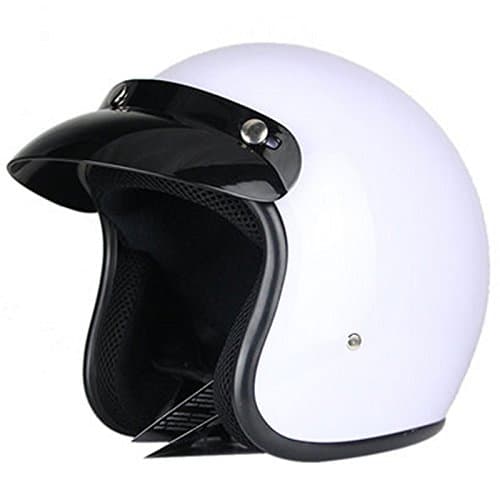 Anweer 3/4 Open Face Motorcycle Helmets DOT Approved, Retro Motorcycle Helmet, Fiberglass Moped Helmets for Adult Men Women and Child Street Bike Scooter Cruiser (M, White)