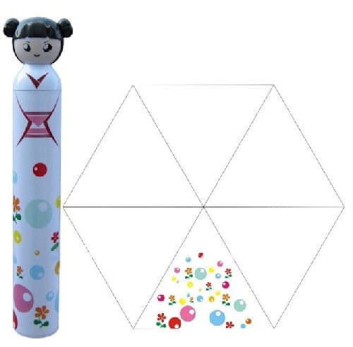 White China Doll Umbrella w Hard Case