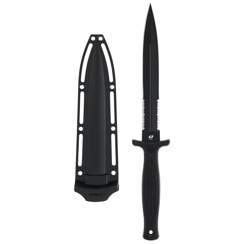 Schrade Delta Class Needle Magnum Serrated Fixed Blade 10.9in with 6in AUS-8 Steel Blade and Non-Slip Grip for EDC
