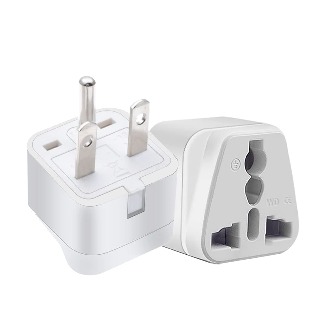 2 pcs NEMA 6-15P Plug Adapter，US 3 Prong Plug to Universal Socket Power Converter for NEMA 5-15P/5-20R/6-15P/6-20P/ EU/AU/US/UK & More Interface Conversion Plug (White)