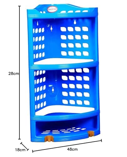 Surprise® Multi Purpose Plastic Corner Rack – Stylish Storage Shelf for Kitchen/Living Room/Bathroom Blue